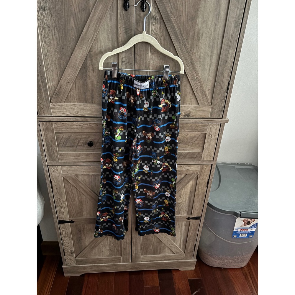 Nintendo Mario Kart Kids Pajama Pants Black Checkered Yoshi Mario Size M 8